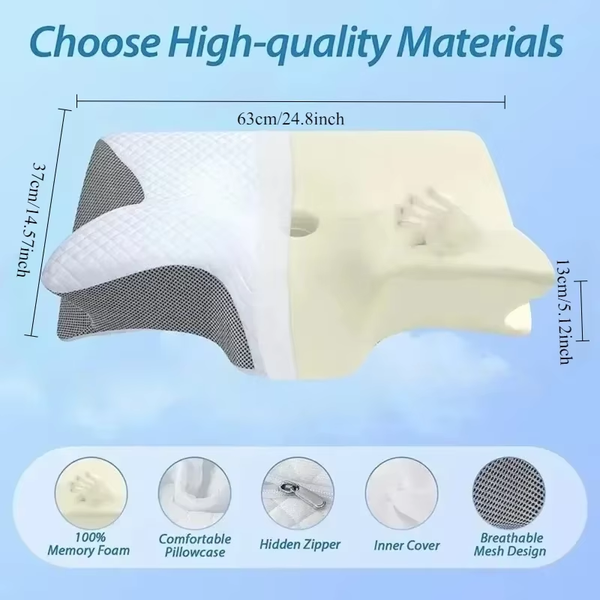 Sleep Memory Pillow Butterfly Memory Foam Neck Pillows Contoured Sleep for Neck Pain Relief Stomach Support Comfortable Pillow